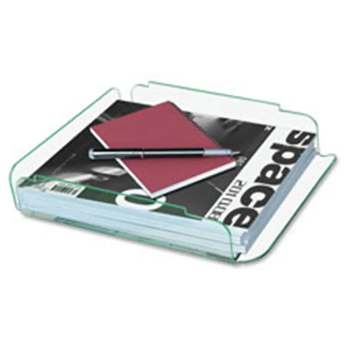 Lorell LLR80654 Single Stack Letter Tray- 10 in. x 13.25 in. x 2.5 in.- CL-GN Acrylic
