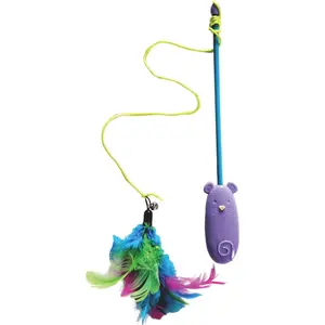 212 MAIN Ethical Laser-and-Feather Teaser Wand Cat Toy - Interactive Play Toy for Cats, Kitty - Assorted Colors