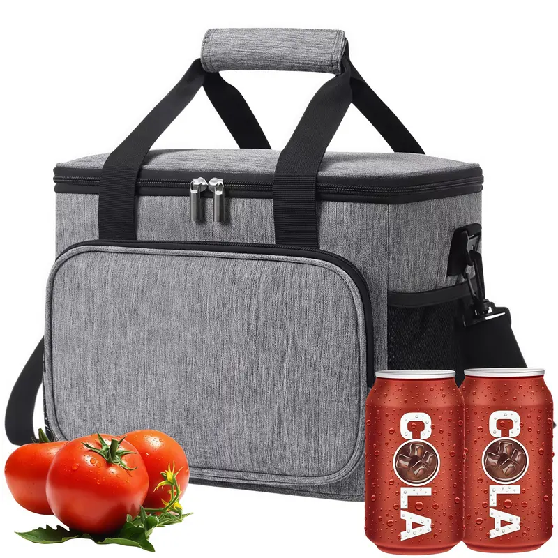 LMMAKE 1PC Fabric Insulated Cooler Bag - 15L, 24-Can Capacity, Foldable, Leakproof, Freezable, Reusable Thermal Organizer with Adjustable Shoulder Strap for Adults, Fishing, Office Work