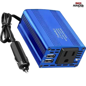 150W DC 12V to 110V AC Car Power Inverter with 3.1A Dual USB Charger Ports, Portable Vehicle Converter for Road Trips & Camping Essentials (Blue)
