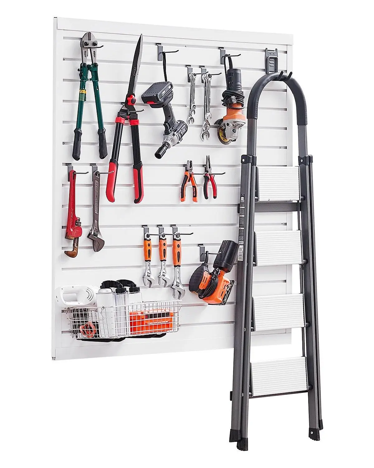 VEVOR Heavy Duty PVC Slat Wall Panel, 4x4 ft Modular Panels with Coupling Structure, 300lbs/4ft² Capacity, Weatherproof Fire-Resistant, Easy-Install DIY Cutting Workshop Storage Home Improvement Organizer