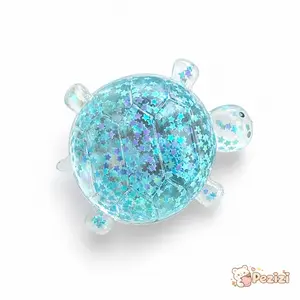 Slow Rebound Turtle Squeeze Toy with Glitter Beads Marshmallow Texture Stress Relief Fidget Sensory Toy for Kids