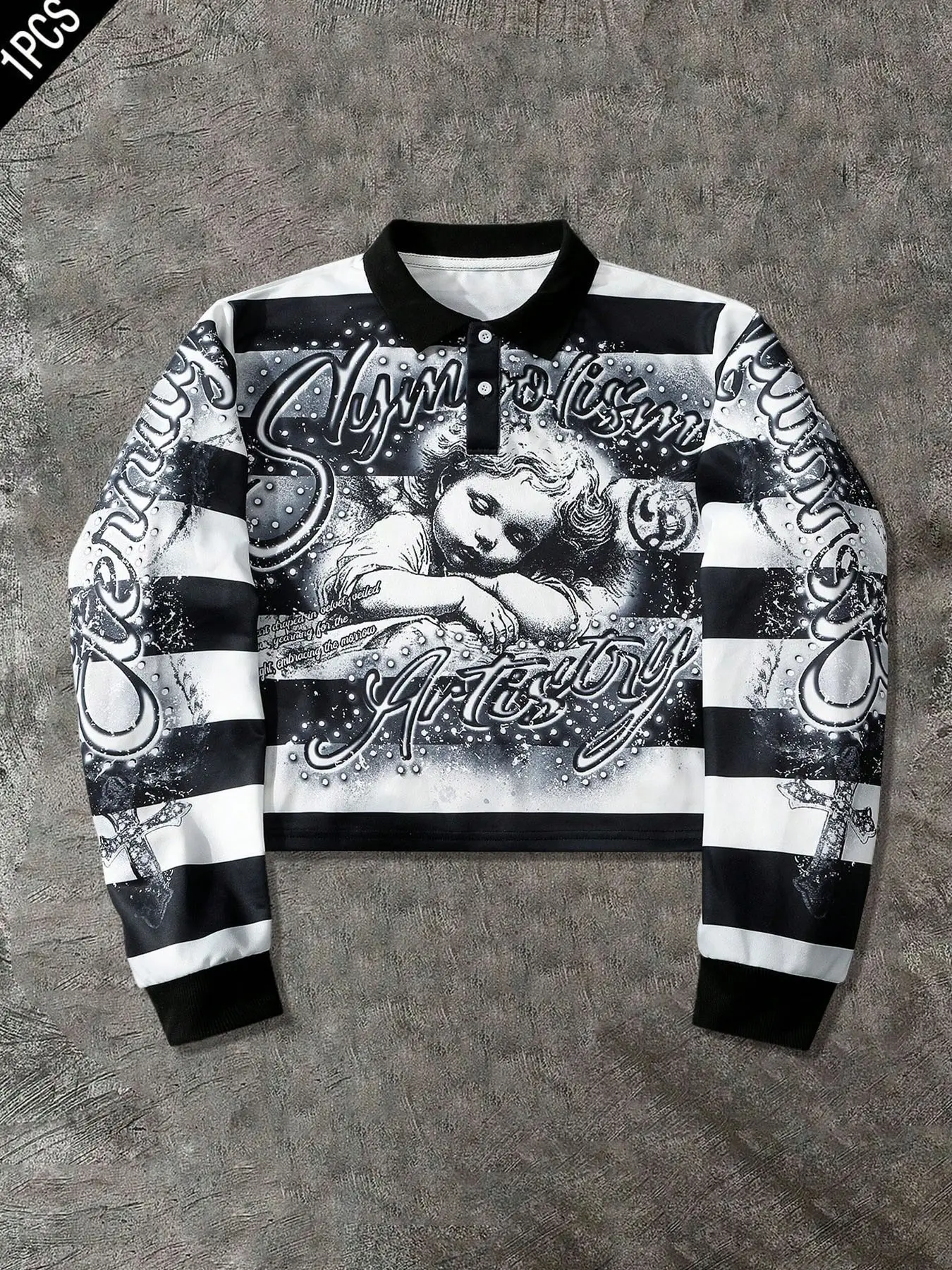 Unisex Streetwear Angel Print Design Sweatshirt, Loose-fitting Casual Long Sleeve Crewneck for Fall & Winter Fashion