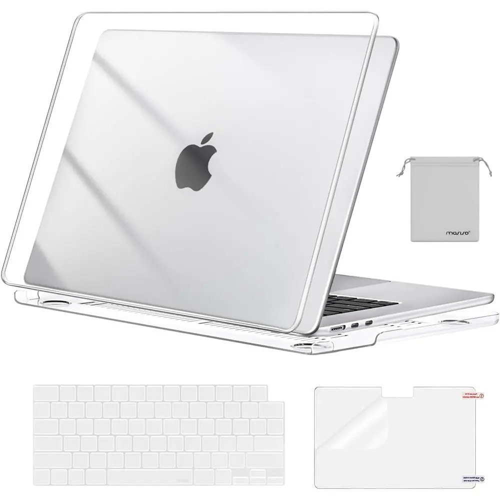 MOSISO Scratch-Resistant Case Compatible with MacBook Air 15 inch M5 2026 M4 2025 M3 M2 2024 2023 A3448 A3241 A3114 A2941, Protective Hard Shell&Keyboard Cover&ScreenFilm&Storage Bag