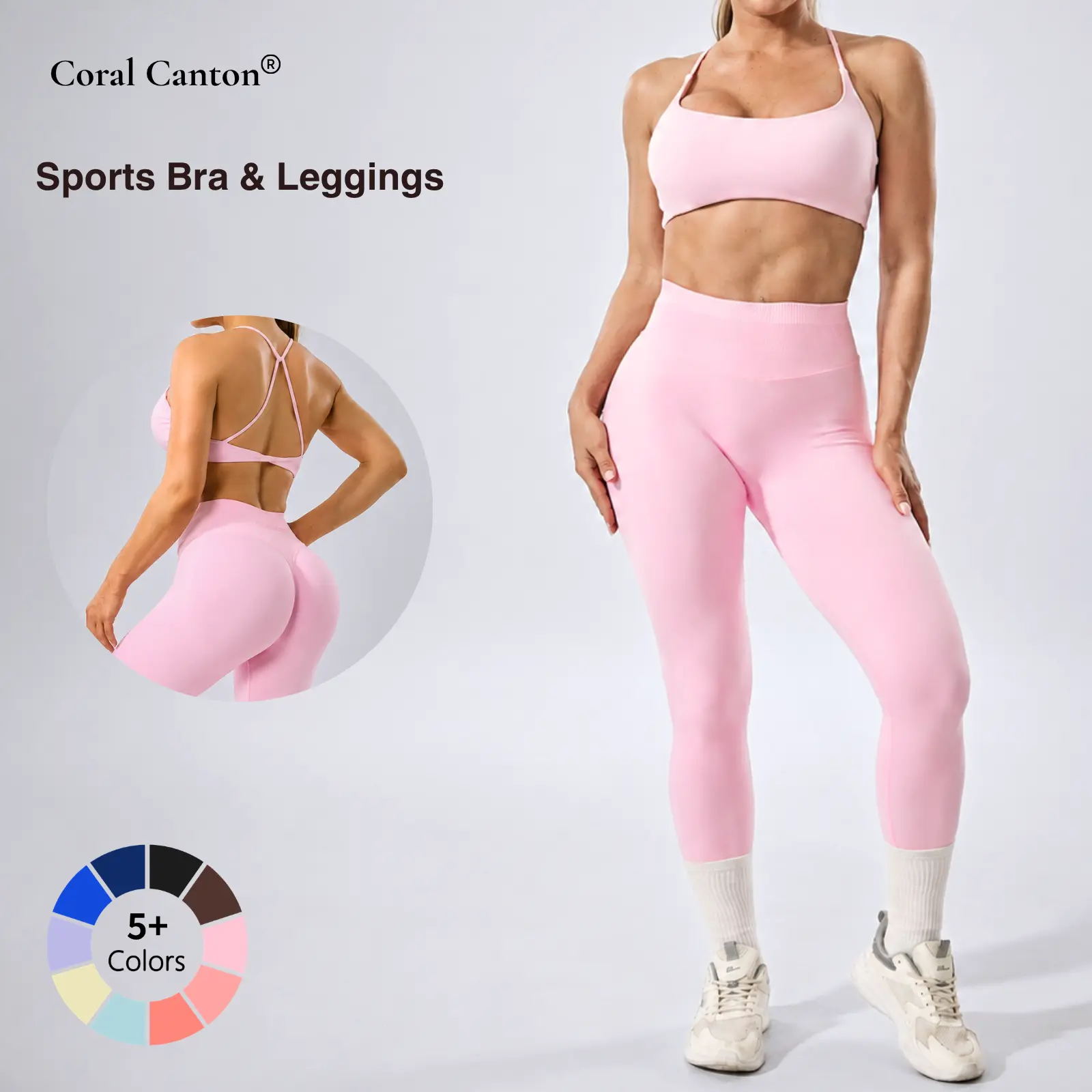 Coral Canton Seamless Sports Bra & Leggings Set SohoChic