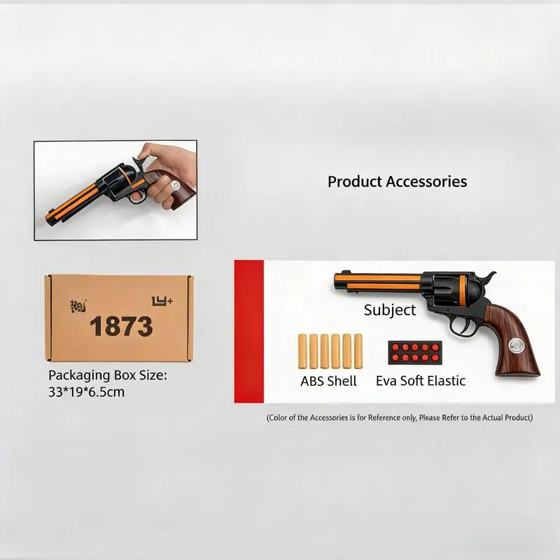 Vintage 1873 Peacemaker Revolver Toy Model - Realistic Eject Soft Foam, Western Cowboy Cosplay Prop, Unisex Stress Relief Toy, Thoughtful Gift for Hobby Collectors (12+ Years Above)