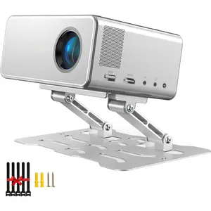 Mini Desktop Projector Stand Adjustable Table Mount with 1/4" Screw Mini Holder Bracket with  Ties,180? Dual-Axis Rotation, Multi-Hole Design, Anti-Slip Pads for Secure Projector Holder