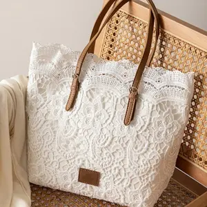2026 Fashion Lace Tote Bag, Hollow Out Crochet Shoulder Bag for Summer Beach, Summer Bags