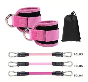 5-Pack Resistance Bands for Leg & Hip Training, Adjustable TPE Workout Bands for Home Fitness with Grip Set Ankle
