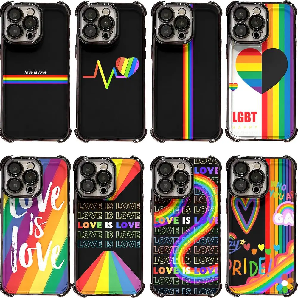 Love is Love Pride Rainbow LGBTQ Silicone Cellphone Case - Durable Shockproof Protection Casing, Custom Handheld Accessories for iPhone 17 Pro Max/16 Pro/15/14 Plus/13/12/11 & Samsung S26-S23 Plus Ultra, Pride Month Gift