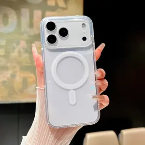 Clear Magnetic MagSafe Acrylic Case for iPhone 17 Pro Max 17 Pro 17 Plus 17 Soft TPU Shockproof Slim Transparent Cover Anti-Yellowing Protective Phone Case