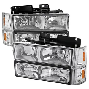 1994-1998 GMC C10/Sierra/Suburban/Yukon Factory Style Headlights w/ Bumper & Corner Lights (Chrome Housing/Clear Lens)