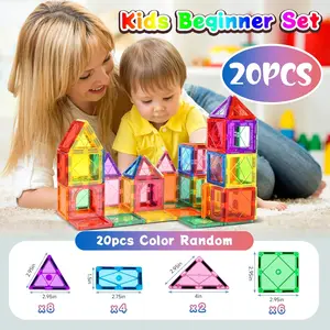 Kids Building Tiles for Ages 3-8– STEM Educational Tiles Set for Toddlers & Kids , Colorful Magnetic Stacking Construction Toy for Boys & Girls Birthday & Easter Gift