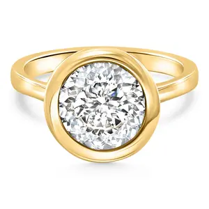 Certified 3.02Ct Portuguese Cut Bezel Diamond Engagement Ring Gold Lab Grown