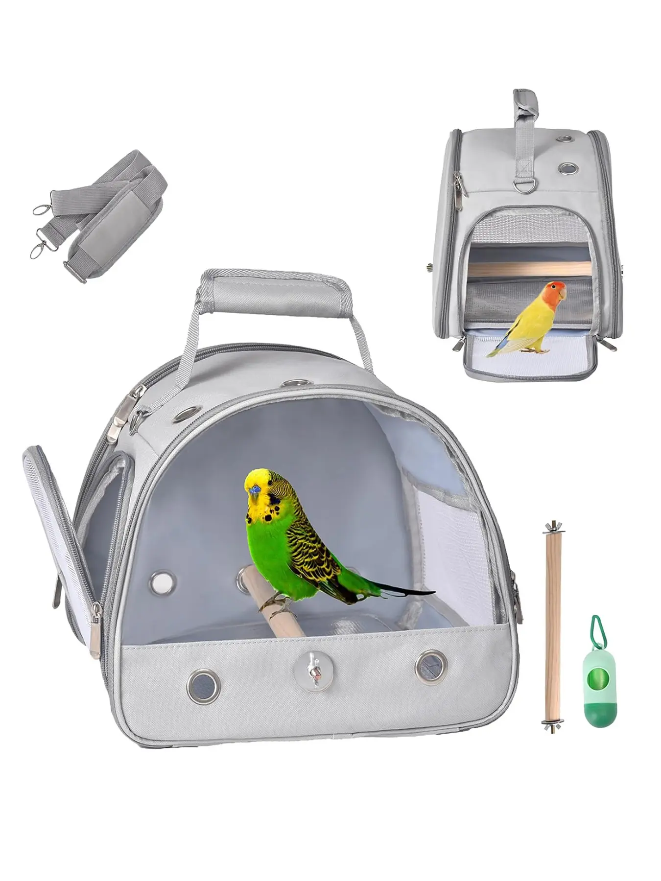 Small Bird Carrier Travel Cage with Stand, Parrot & Parakeet Travel Case, Animal Carrier, Portable Design with Trays & Shoulders Straps, Ideal for Safe Transport Enclosure