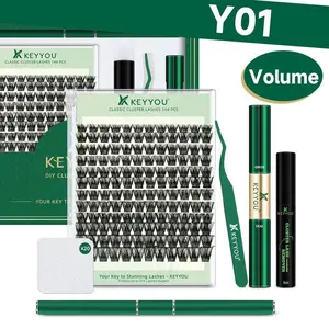 KEYYOU DIY Cluster Lashes Kit with Volume 8-18MIX, Waterproof & Dustproof Lash Extensions, 20x19x2cm, 200g Eyelash Extensions, D Curl