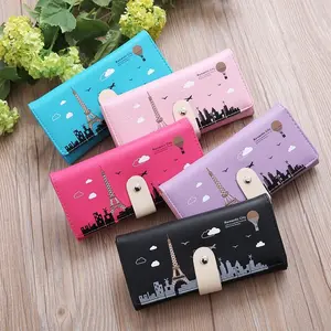Cartoon Eiffel Tower Wallet with Colorful Segments - Romantic Paris Themed, Multi-Card Holder for Daily Use