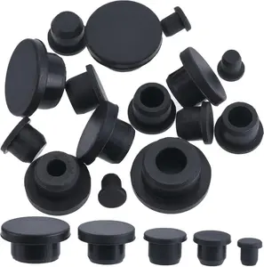 Silicone Hole Plug 20Pcs 5 Sizes Soft Flexible Stopper Plugs for Bottle Pipes, Black Rubber Round Waterproof Accessory