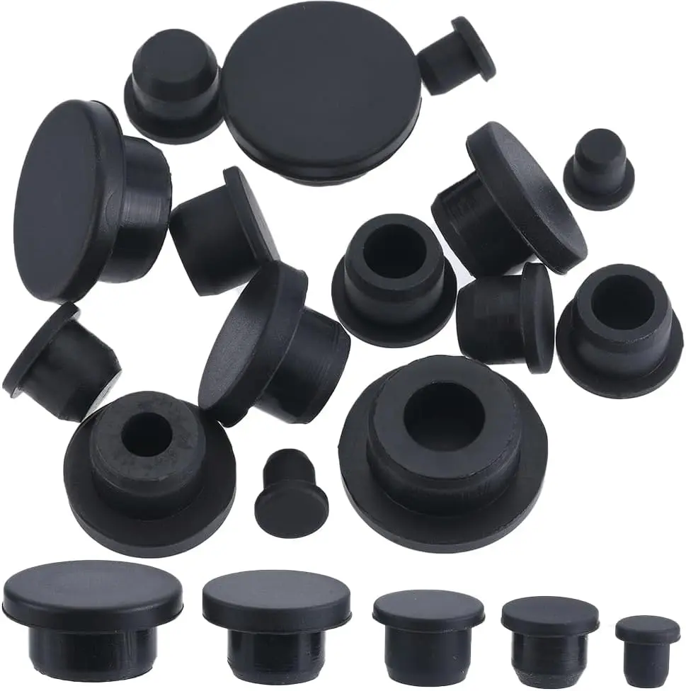 Silicone Hole Plug 20Pcs 5 Sizes Soft Flexible Stopper Plugs for Bottle Pipes, Black Rubber Round Waterproof Accessory