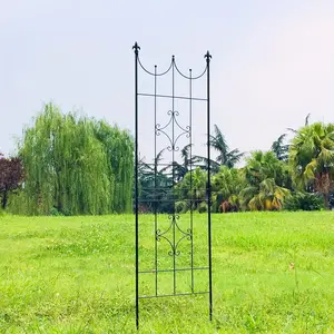 OUTOUR Larger Garden Trellis Plant Support Wire Lattice Grid Panel Stake Fence for Climbing Plants, Potted Vines Vegetables Vining Flowers Rose Black
