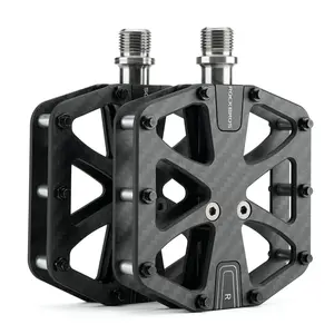 ROCKBROS Carbon Fiber Bike Pedals Lightweight 3-Bearing Non-Slip 9/16" Wide Flat ROCKBROS Carbon Fiber Bike Pedals Lightweight 3-Bearing Non-Slip 9/16" Wide Flat