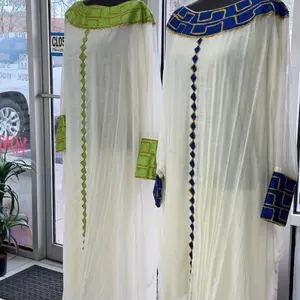 Ethiopian Dress with Vibrant Green and Blue Accents Traditional African Clothing for Women