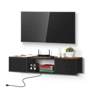 Floating TV Stand, Modern Wall Mounted TV Console Shelf Cabinet with Drawers, Entertainment Center for Under TV Storage, Wall Mount Floating Media Console, for Living Room, Bedroom, Guest Room