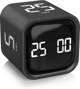 Rotating Pomodoro Timer 5, 25, 10 50 Minutes Preset, Desk Productivity Flip Timer, ADHD Tool Cube Countdown Stopwatch, Vibration/High/Low Volume/Custom Modes, for Work, Study, Back to School, Kitchen Xingrongjia Research And Design Co Ltd