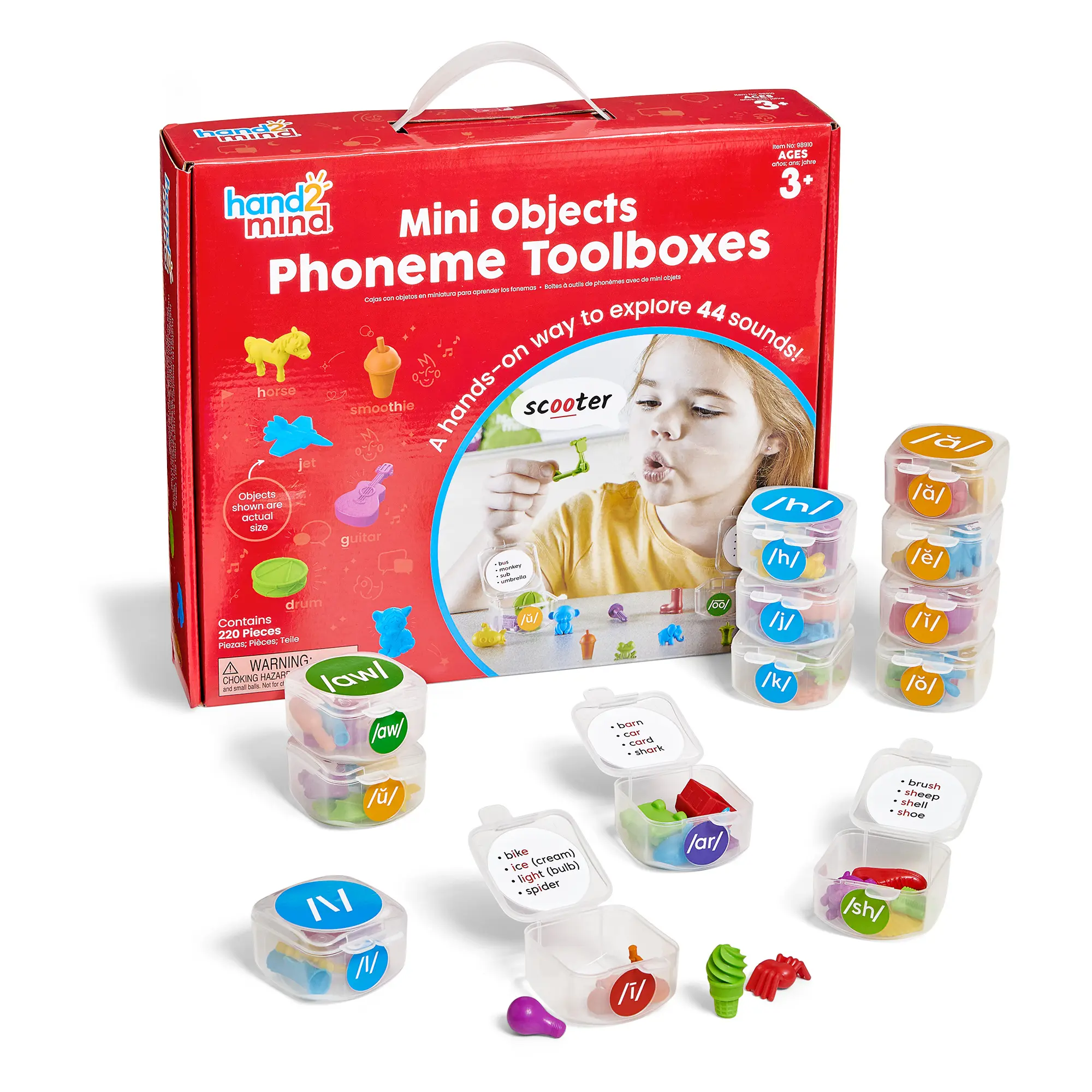 hand2mind Mini Object Phoneme Toolboxes, Speech Therapy Tools, Phonics Manipulatives, Kids Speech Therapy Toys, Kindergarten Reading Classroom Must Haves, Learning Alphabet and Letter Sounds