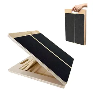 Portable Wooden Adjustable Slant Board - Calf Stretching Wedge for Ankle Mobility, Balance Training, Home Gym Fitness