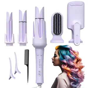Curling Iron Wand -5 in 1 Curling Wand Set with 3 Barrel Hair Crimper for Women, Fast Heating Crimper Wand Curler in All Hair Type, Women Gifts