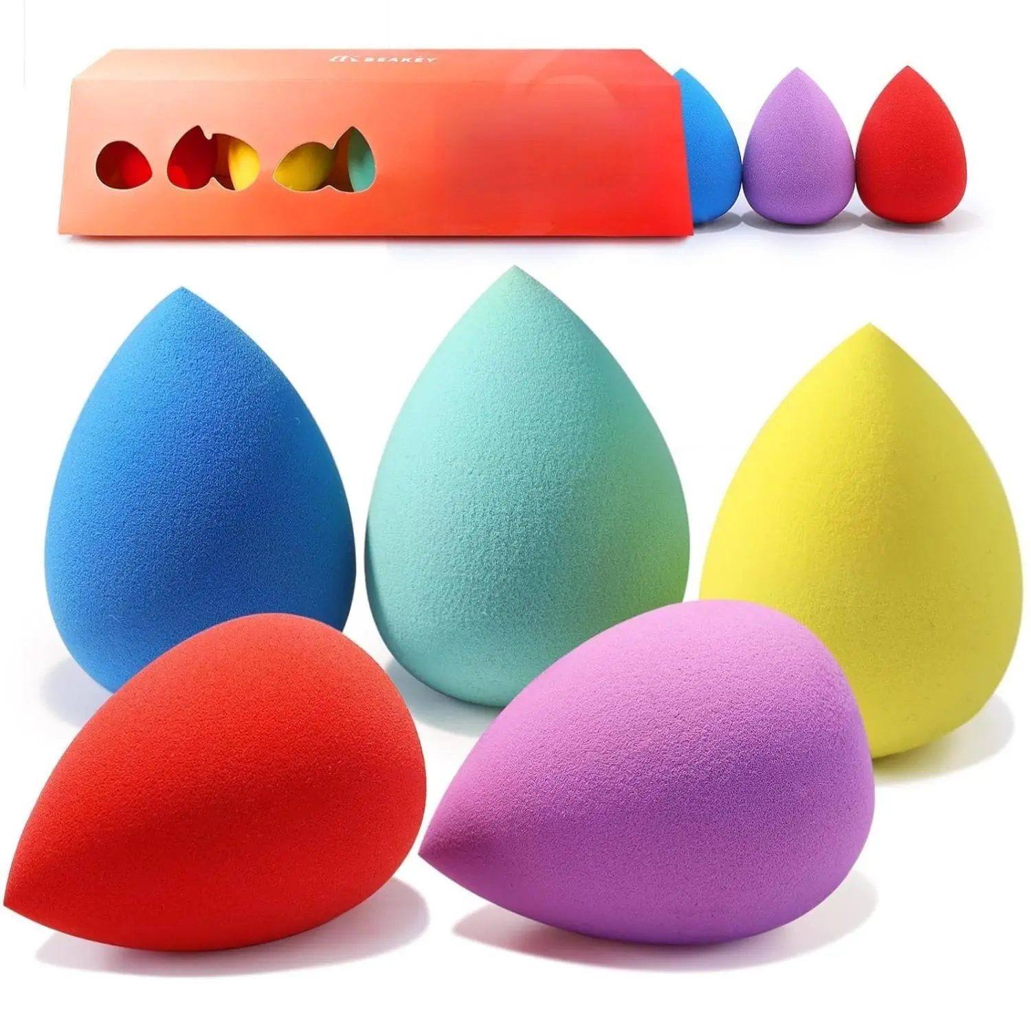 Makeup Sponge Set 5 Pack Micro Porous Low Absorption Soft Latex Free Foundation Beauty Sponges & Blenders for Powder Cream