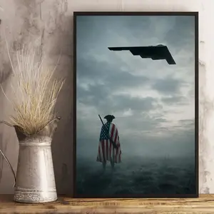 America’s 250th anniversary Wall Poster (No Frame), Freedom B-2 Spirit Stealth Bomber Wall Art, USA Flag Warrior Print, Military Home Decor