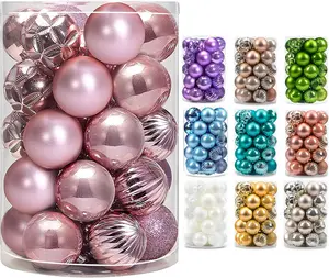 AMS Plastic Christmas Ball Ornaments Exquisite Colorful Balls Decorations Pendant Pack of 34pcs - 40mm