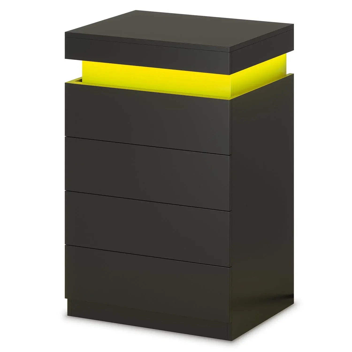 Nightstand with Sliding Top and 4 Drawers Black