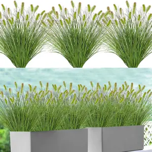 10 or 20 Bundles Artificial Grass Plants Outdoor Fake Shrubs Wheat Grass Cattails Faux Ornamental Grass UV Resistant Decorative Greenery Stems Onion Grass for Indoor Outdoor Garden Home Office Decor Office Setting