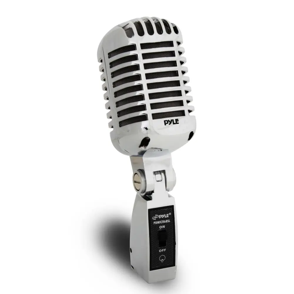 Retro Dynamic Vocal Microphone - Silver | High Clarity Die-Cast Metal Mic with Built-in Acoustic Pop Filter, ON/OFF Switch for Stage Control & Universal Compatibility - XLR Cable & Travel Case Included - For Stage Performances, Karaoke, Recording