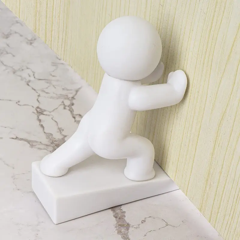 Cute Door Stopper Plastic Door Wedge Barrier, Robust, Durable, Cute Kung Fu Man Design, Floor Protector, Door Protection, Easy Install, Pet Friendly