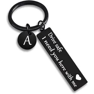 Drive Safe Keychain for Boyfriend,26-Letter Personalized Keychain - Perfect Gift for Birthday,Various Patterns,Father's Day Gift,Love Springtok,men's accessories Outdoorfun