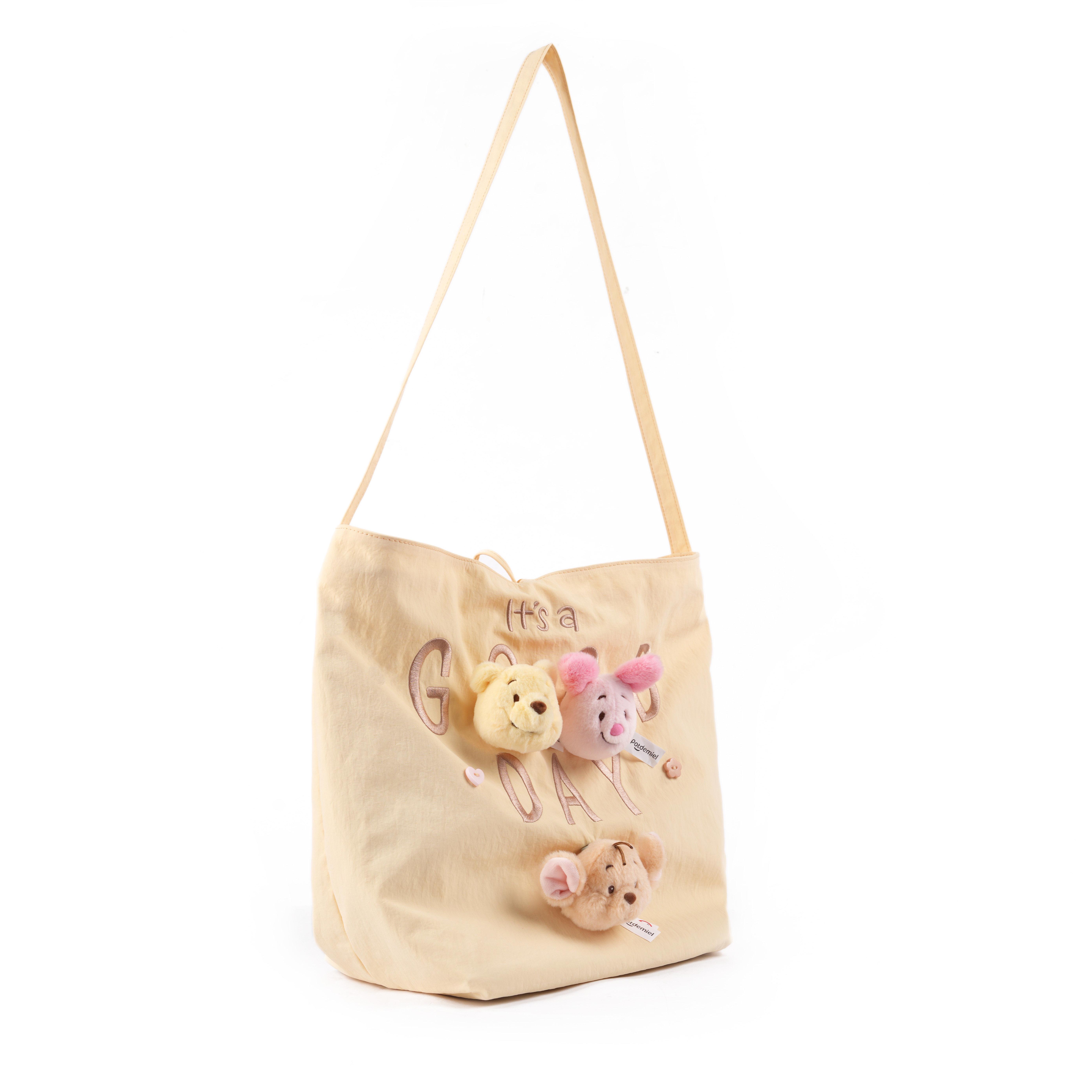 MINISO x Disney Winnie the Pooh & Mickey Button Carnival Shoulder Bag | Cute Lightweight Crossbody Purse for School, Travel & Everyday Use, Back To School