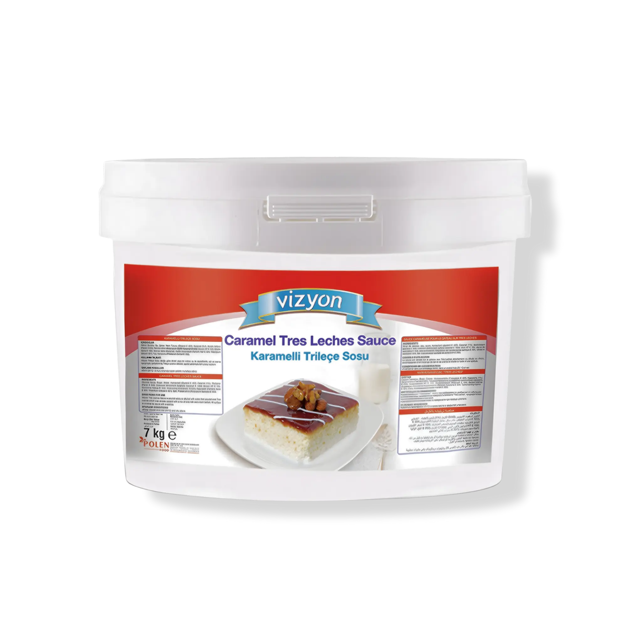 Vizyon Tres Leches Caramel Sauce – 15.4 lb  — Glossy Caramel Finish for Cakes & Desserts