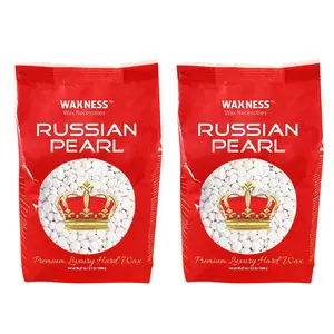 Waxness Polymer Blend Premium Luxury Hard Wax Beads Russian Pearl 2.2 lb / 1 kg - Pack of 2 - For Hair Removal, Hypoallergenic, Creamy and Gentle, No strips needed
