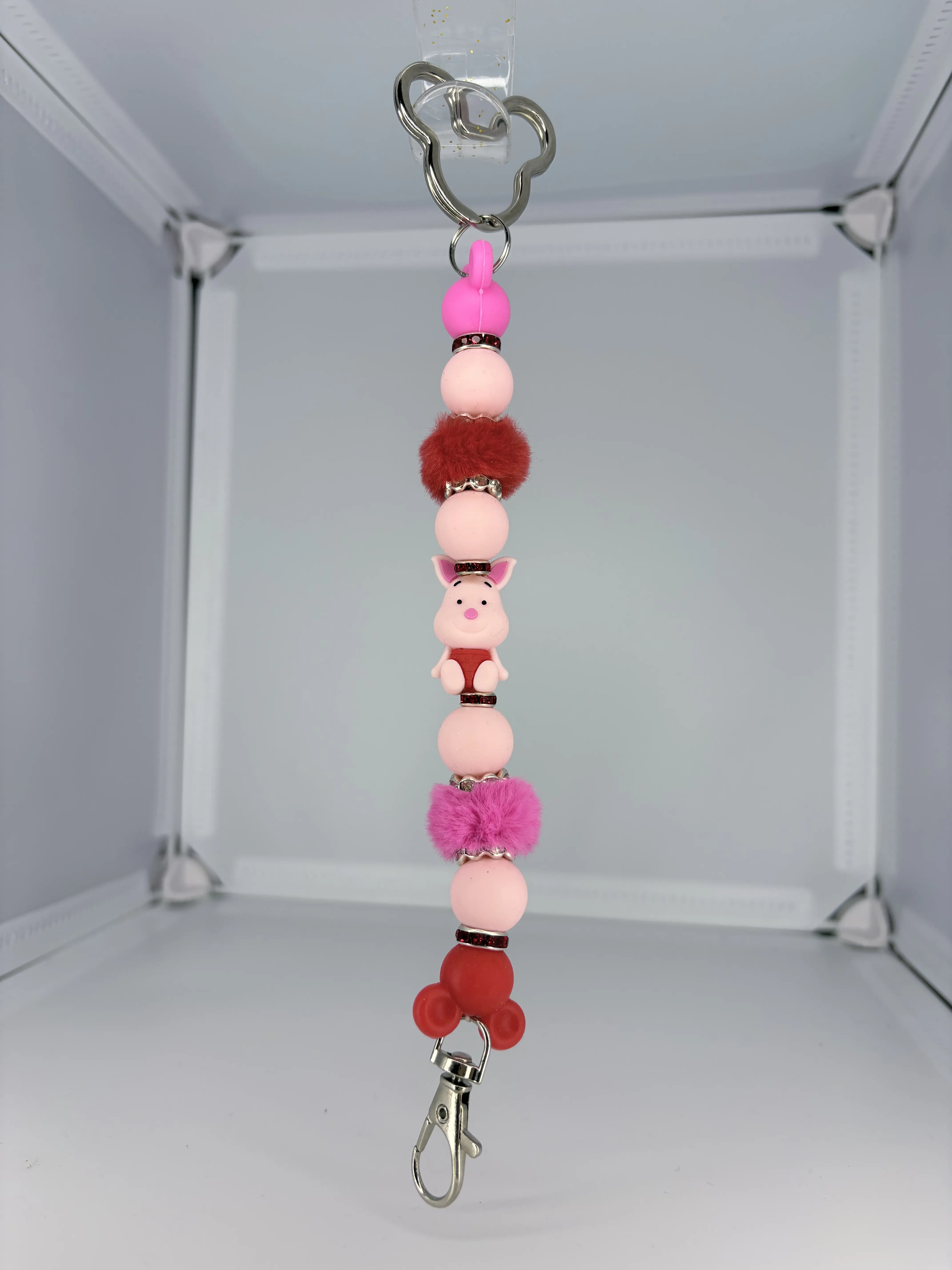Piglet Beaded Ear holder Keychain