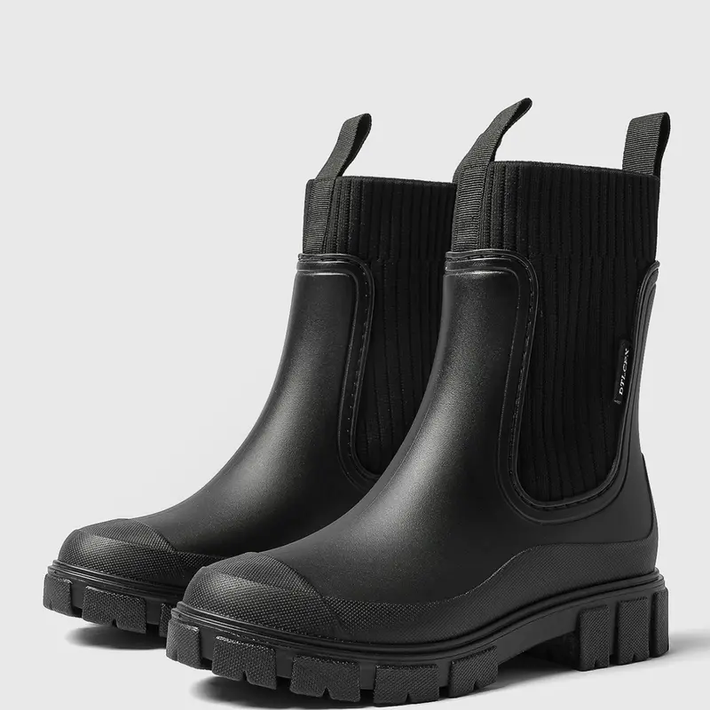 Women's Solid Color Waterproof Rain Boots, Women Shoes, 2024 New Style Fashionable Round Toe Boots for Outdoor Wear, Non-slip Rain Boots for Women & Girls #GLOBAL PICKS