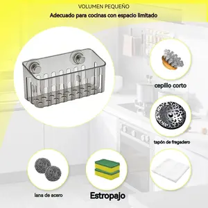 (Rotating Suction Cup Holder) One-touch Rotating Suction Cup Kitchen Cleaning Organizer. Features A Hidden Drainage Design for Easy Rinsing and Installs Without Drilling, Perfect for Keeping Sponges and Brushes Neatly Organized Beside The Sink.