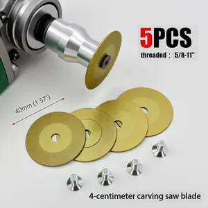 5PCS 2" (50mm) Diamond Vacuum Brazed Blades - 5/8-11 Detachable Flange for Angle Grinders - Cutting & Carving Stone, Tile, Metal Mini Grinding Discs