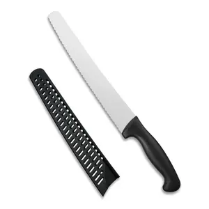 Bread Knife, 10 inch Serrated Sourdough Slicer Cutter for Homemade Bread, 1.4116 German Steel, Ergonomic Anti-slip Handle ,Black