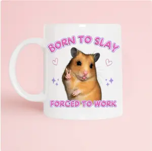 Funny Hamster Pet Mug: Born to Slay, Forced to Work - Office Gift