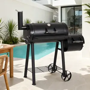 [SummerVibes] Heavy Duty Outdoor Smoker, BBQ Charcoal Grill with Offset Smoker, Large 512 SQ.IN. Cooking Area, Smokeless Design Portable Grill for Backyard