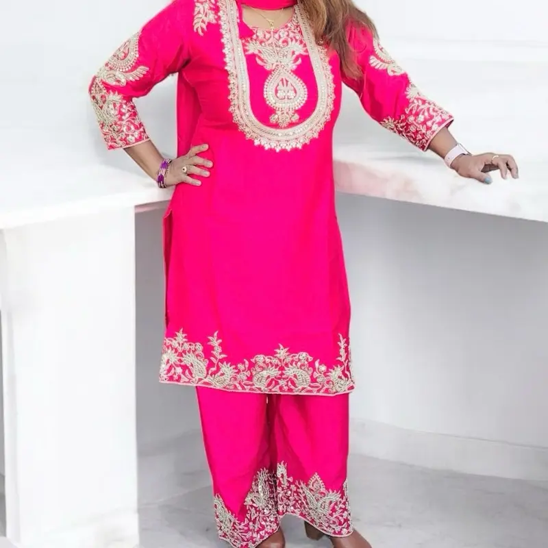 Chinnon Silk Plazo Set for Women - Green Formal Party Wear with Elegant Design, Long Skirt, Comfortable Fit, Womenswear - Suit